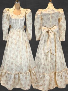 VINTAGE Gunne Sax 70s prairie dress prom formal long sleeve maxi cottage floral